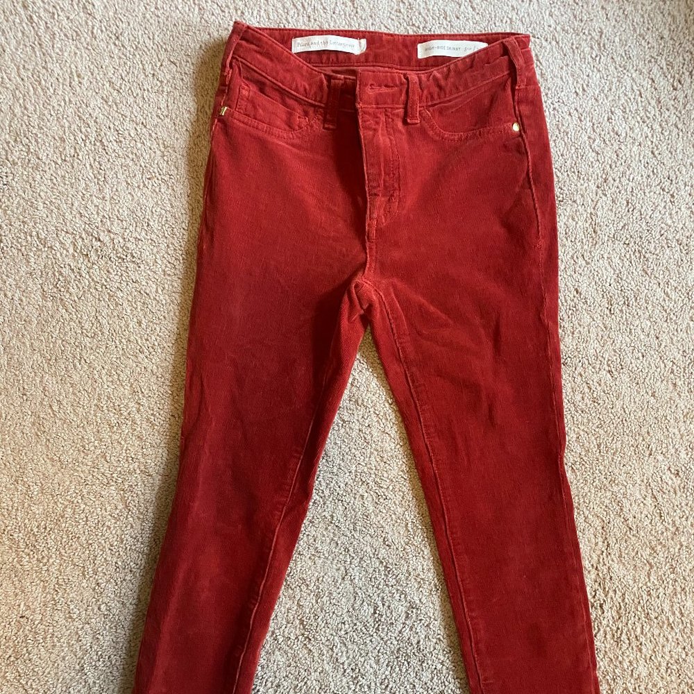 Anthropologie High Rise Skinny Corduroy Auburn Pants
